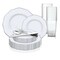 Smarty Had A Party White with Silver Rim Round Blossom Disposable Plastic Wedding Value Set, 720PK 4840WHS-VS120 - alternate 1